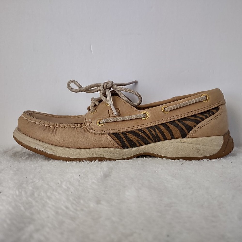 Sperry Top-Sider Leather Upper Boat Shoes Loafers With Zebra Print Size 6.5 M - Picture 12 of 16